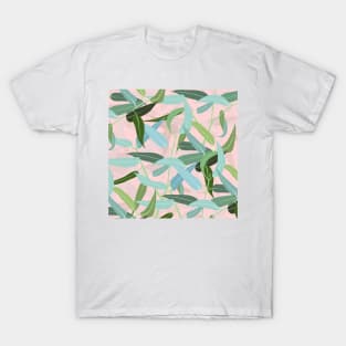 Eucalyptus Leaves Pink Design T-Shirt